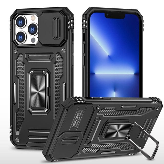 Magnetic Phone Case With Kickstand & Camera Cover iPhone 7 / Black CM20221128-A-01-iPhone 7-Black