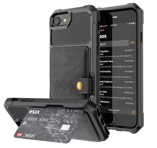 Magnetic Leather Phone Wallet Case iPhone 14 / Black CM20510920-05-iPhone 14-Black