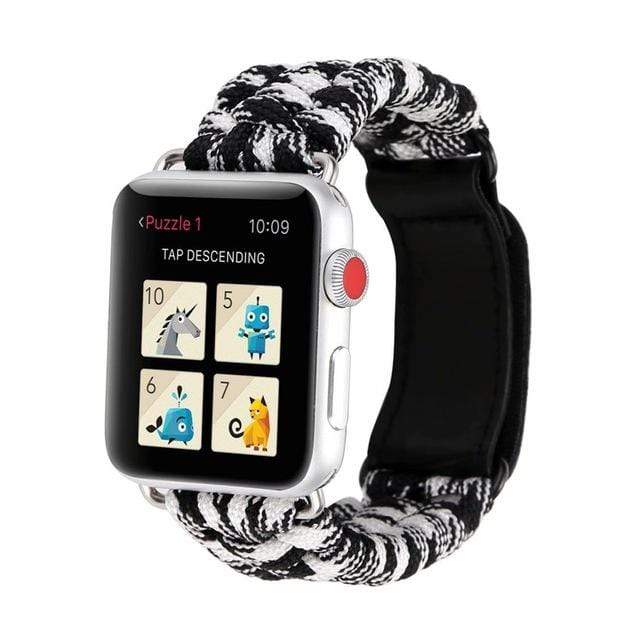 Survival Paracord Watch Band Black White / 38mm, 40mm & 41mm DP191212S09