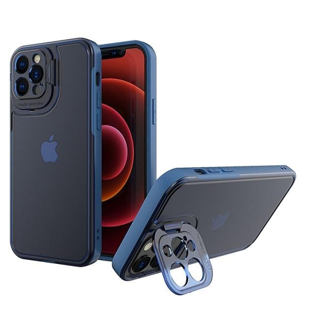 Shockproof Camera Kickstand Phone Case iPhone 6/6S / Transparent Blue W210811-for iPhone 6 6S-Blue-U
