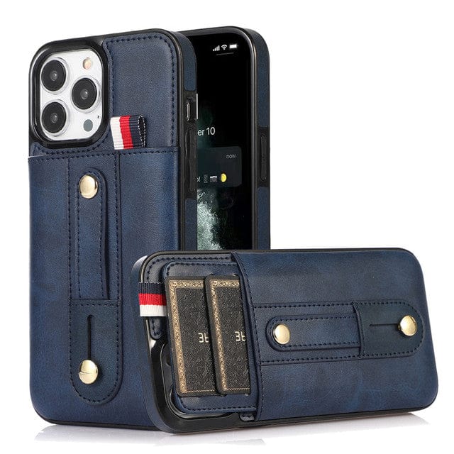 Leather Card Holder Phone Case With Kickstand iPhone 7/ 8 / Blue CM220811-05-iPhone 7/8-Blue