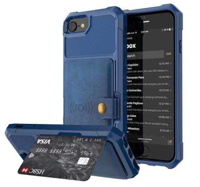 Magnetic Leather Phone Wallet Case iPhone 14 / Blue CM20510920-05-iPhone 14-Blue