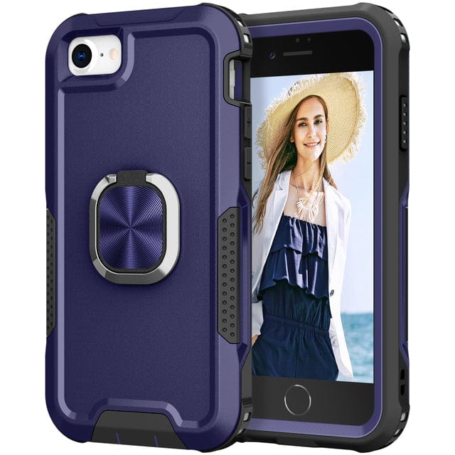 Heavy Duty Magnetic Phone Case With Ring Grip iPhone 6/7/8 / Blue CM20220509-B-02-iPhone 6/7/8-Blue+Black