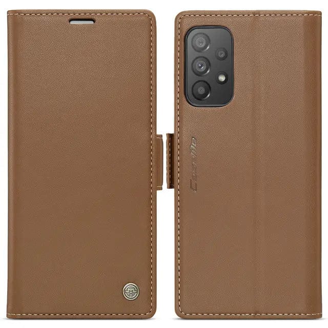 RFID Leather Card Holder Case For Samsung A Series Galaxy A12 5G / Brown CM20231116-06-Samsung A12 5G-Brown
