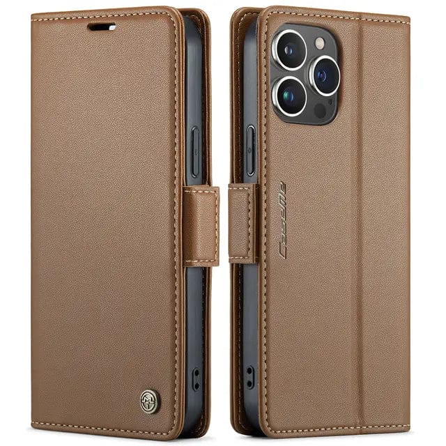 RFID Leather Card Holder Phone Case iPhone 11 / Brown CM20231116-06-iPhone 11-Brown
