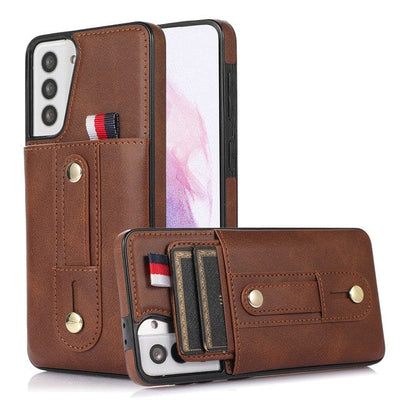 Leather Card Holder Case For Samsung Galaxy S for Samsung S10 / Brown