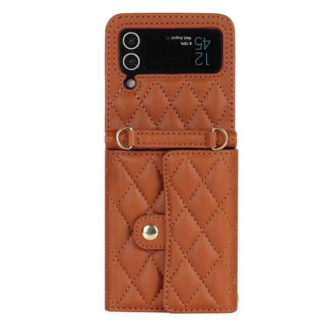 Crossbody Leather Wallet Case For Samsung Z Flip Samsung Z Flip 3 / Brown CM20230714-A-01-Samsung Z Flip 3-Brown