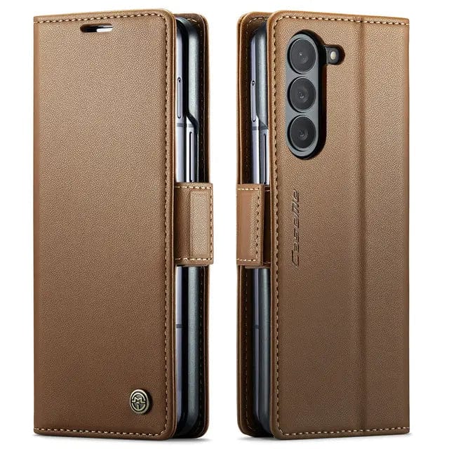 RFID Leather Card Holder Case For Samsung Z Fold Samsung Z Fold 5 / Brown CM20231116-06-Samsung Fold 5-Brown