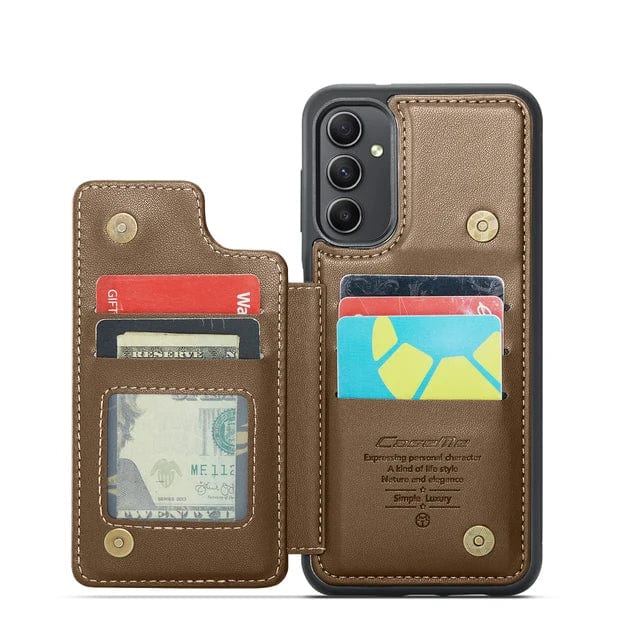 RFID Flip Leather Wallet Case For Samsung A Series Samsung A13 4G / Brown CM20231114-01-Samsung A13 4G-Brown