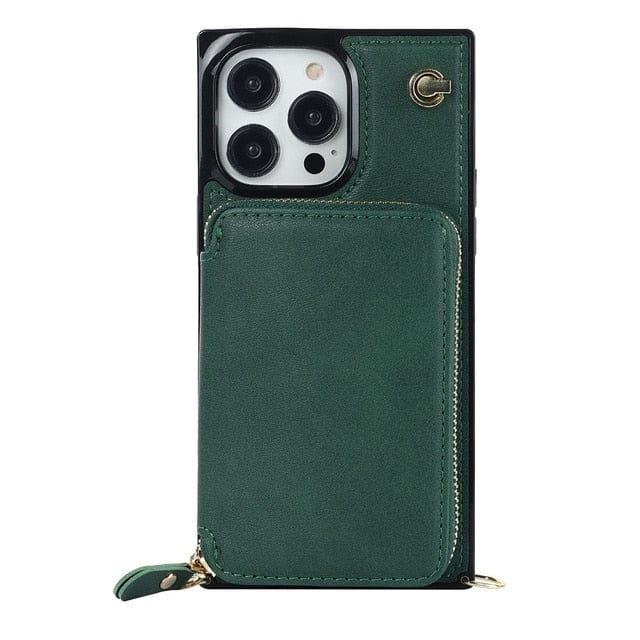 Leather Wallet Phone Case With Lanyard iPhone 13 Mini / Emerald CM20230714-B-02-iPhone 13 Mini-Green