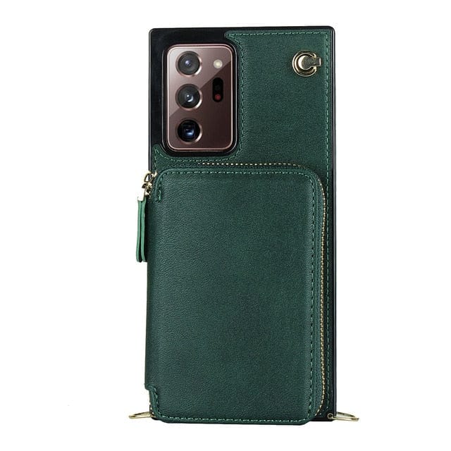Leather Wallet Case With Lanyard For Samsung Note Samsung Note 9 / Emerald CM20230714-B-02-Samsung Note 9-Green