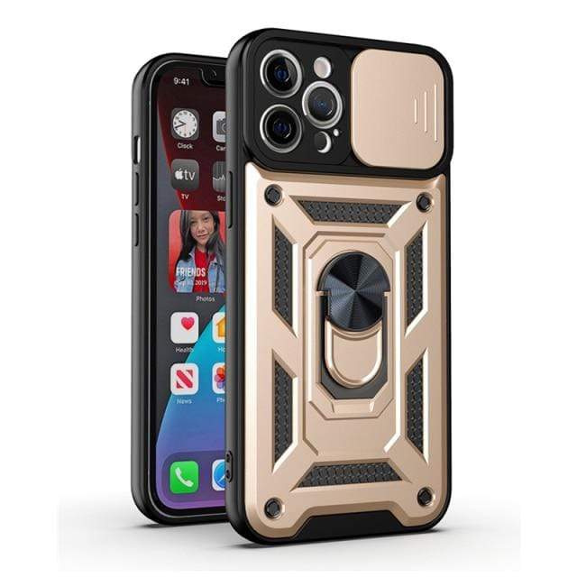 Magnetic Shockproof Phone Case With Camera Cover iPhone 13 / Gold CM220811-02-iPhone 13-Gold