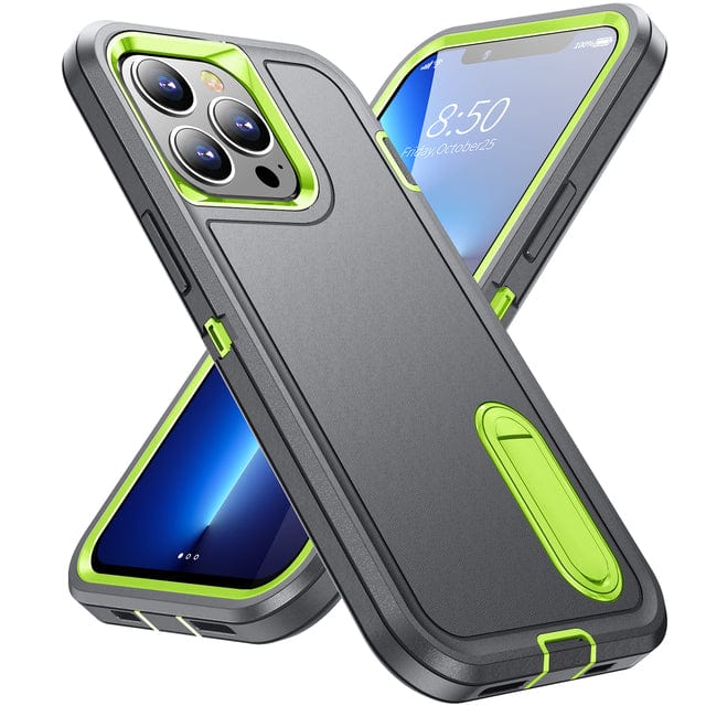 Shockproof Kickstand Phone Case iPhone 13 / Gray & Green CM20220509-A-01-iPhone 13-Grey+Green