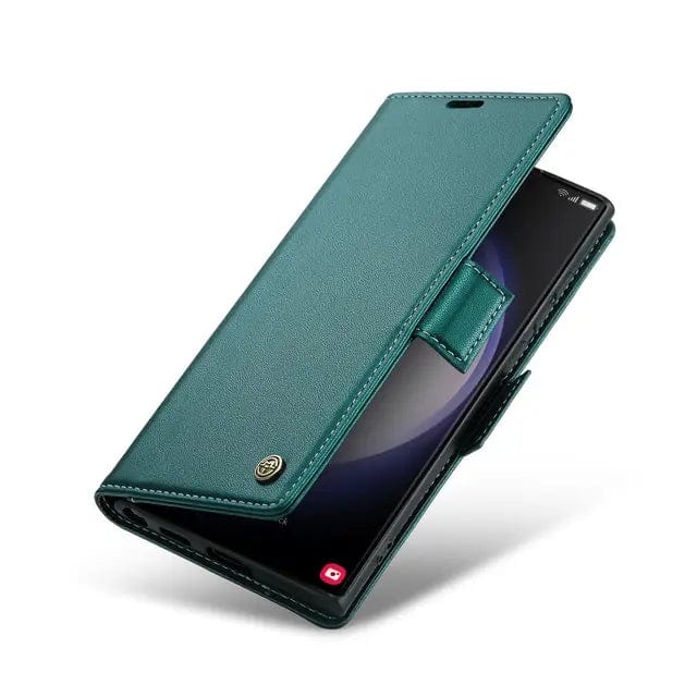 RFID Leather Card Holder Case For Samsung Galaxy Galaxy S24 / Green CM20231116-06-Samsung S24-Green