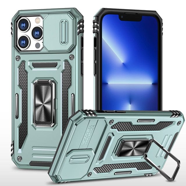 Magnetic Phone Case With Kickstand & Camera Cover iPhone 7 / Green CM20221128-A-01-iPhone 7-Mid-night Green