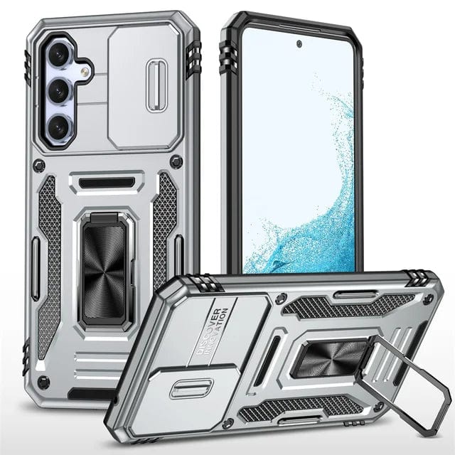 Magnetic Case With Kickstand & Camera Cover For Samsung A Series Galaxy A34 / Silver CM20221010-B-05-Samsung A34-Silver