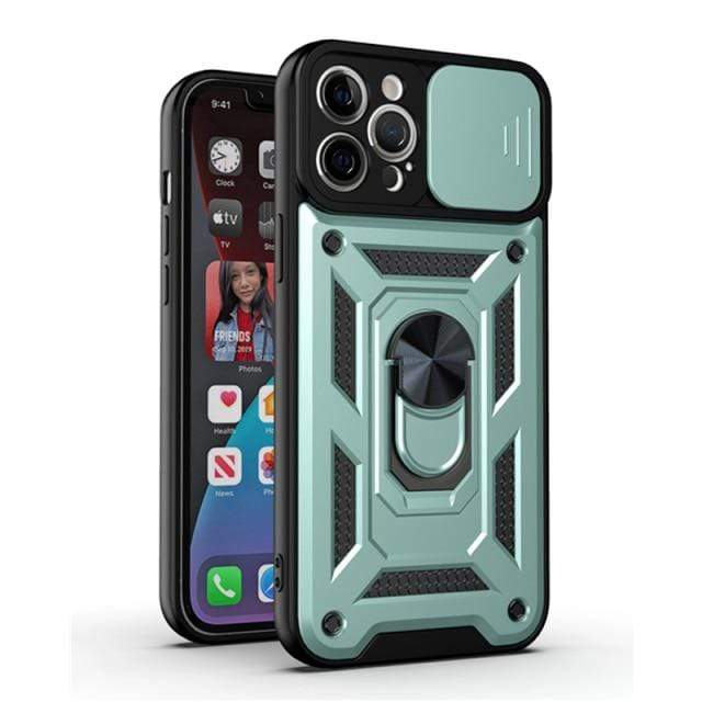 Magnetic Shockproof Phone Case With Camera Cover iPhone 13 / Midnight Green CM220811-02-iPhone 13-Green
