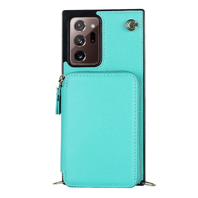 Leather Wallet Case With Lanyard For Samsung Note Samsung Note 9 / Mint Green CM20230714-B-02-Samsung Note 9-Light Blue