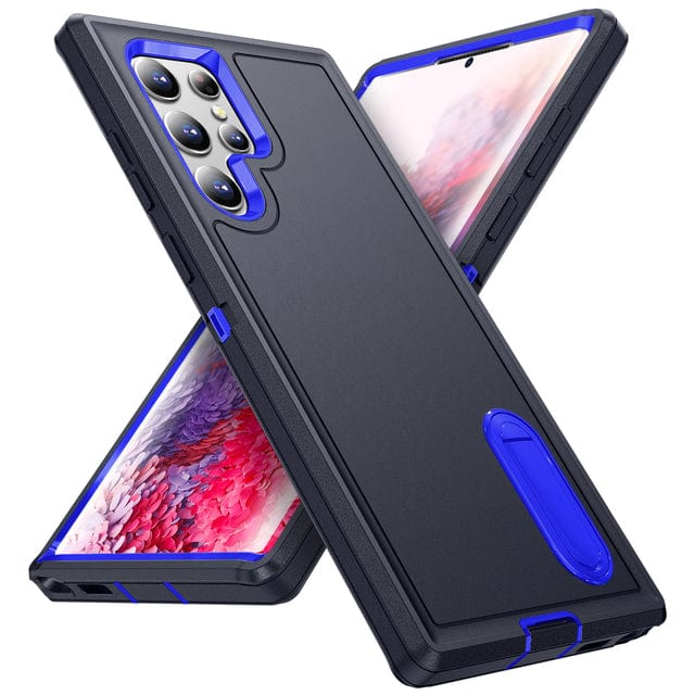 Shockproof Kickstand Case For Samsung Galaxy Galaxy S22 / Dark Blue & Blue CM20220509-A-01-Samsung S22-Dark Blue+Blue