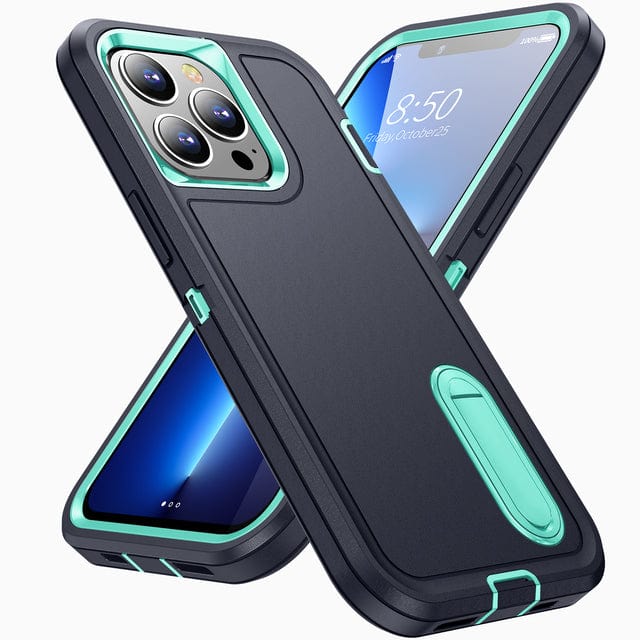 Shockproof Kickstand Phone Case iPhone 13 / Dark Blue & Green CM20220509-A-01-iPhone 13-Blue+Green
