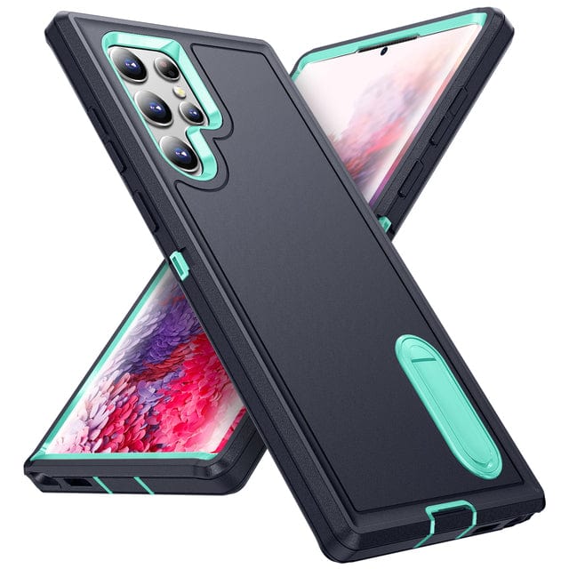 Shockproof Kickstand Case For Samsung Galaxy Galaxy S22 / Dark Blue & Green CM20220509-A-01-Samsung S22-Blue+Green