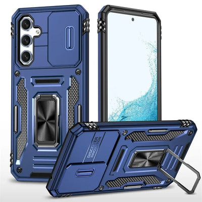 Magnetic Case With Kickstand & Camera Cover For Samsung A Series for Galaxy A34 / Navy blue