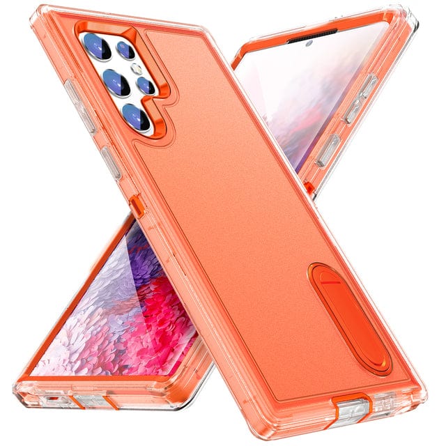 Shockproof Kickstand Case For Samsung Galaxy Galaxy S22 / Orange CM20220509-A-01-Samsung S22-Clear+Orange