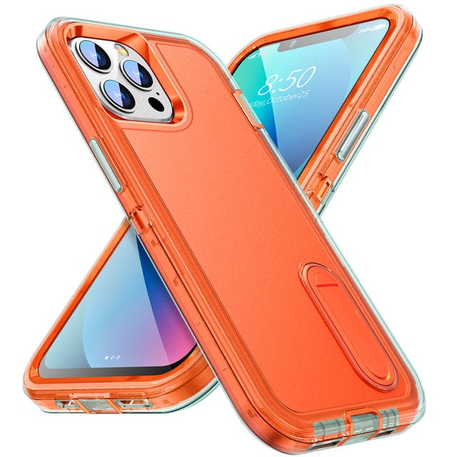 Shockproof Kickstand Phone Case iPhone 13 / Orange CM20220509-A-01-iPhone 13-Clear+Orange