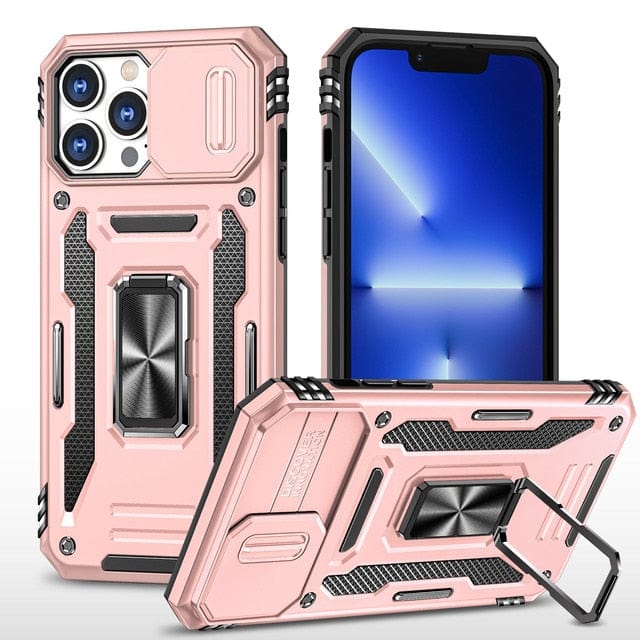 Magnetic Phone Case With Kickstand & Camera Cover iPhone 7 / Pink CM20221128-A-01-iPhone 7-Rose Gold