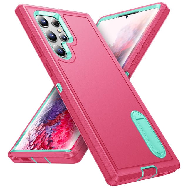 Shockproof Kickstand Case For Samsung Galaxy Galaxy S22 / Pink & Green CM20220509-A-01-Samsung S22-Pink+Green