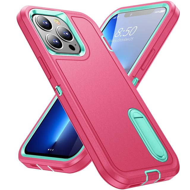 Shockproof Kickstand Phone Case iPhone 13 / Pink & Green CM20220509-A-01-iPhone 13-Pink+Green