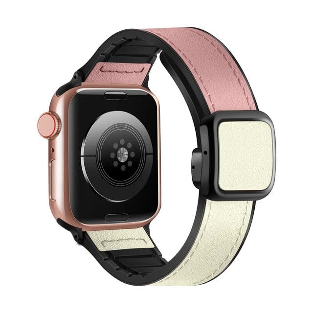 Leather Sport Watch Band Pink + Pale Yellow / 38mm, 40mm & 41mm DP2312151S01
