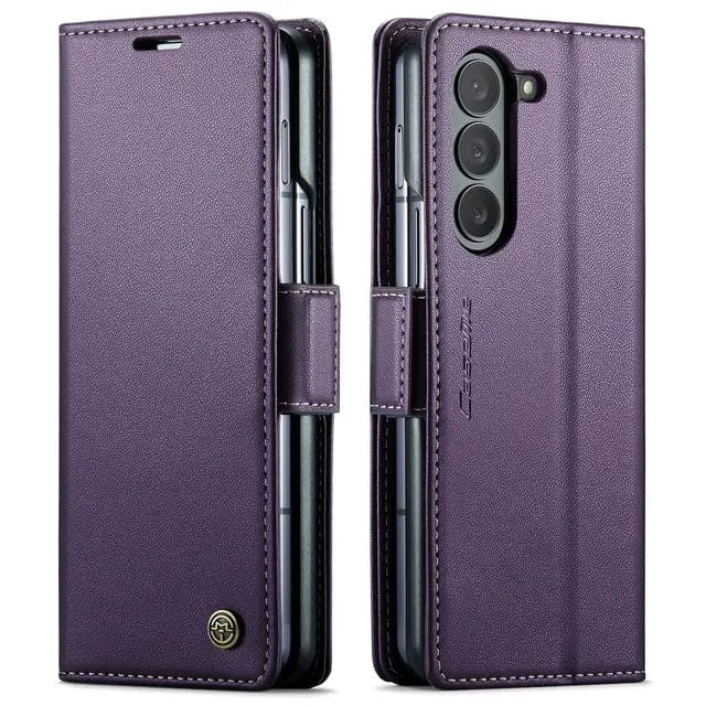 RFID Leather Card Holder Case For Samsung Z Fold Samsung Z Fold 5 / Purple CM20231116-06-Samsung Fold 5-Purple