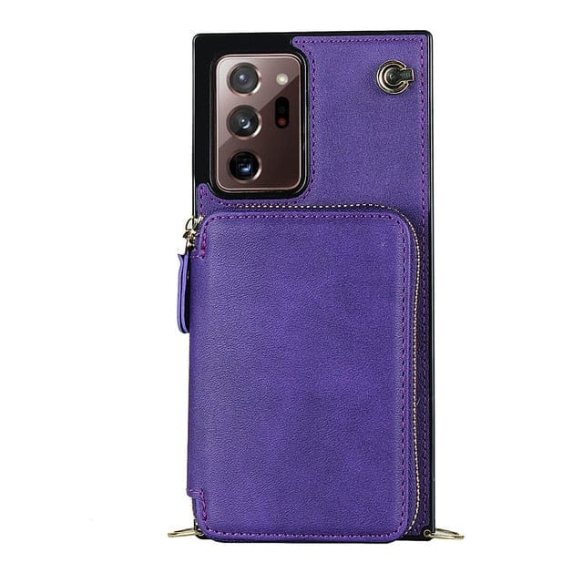Leather Wallet Case With Lanyard For Samsung Note Samsung Note 9 / Purple CM20230714-B-02-Samsung Note 9-Purple