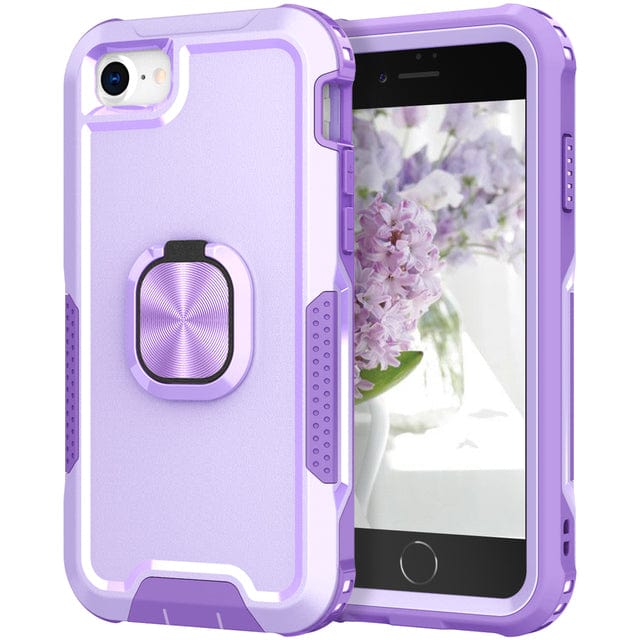 Heavy Duty Magnetic Phone Case With Ring Grip iPhone 6/7/8 / Purple CM20220509-B-02-iPhone 6/7/8-Purple