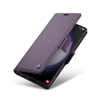 RFID Leather Card Holder Case For Samsung Galaxy For S10 / Purple