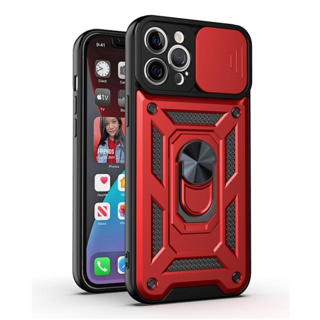 Magnetic Shockproof Phone Case With Camera Cover iPhone 13 / Red CM220811-02-iPhone 13-Red