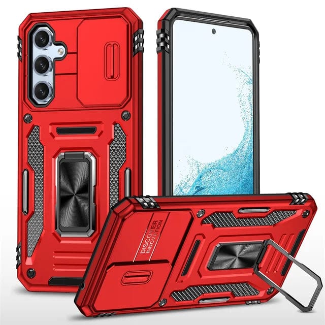 Magnetic Case With Kickstand & Camera Cover For Samsung A Series Galaxy A34 / Red CM20221010-B-05-Samsung A34-Red