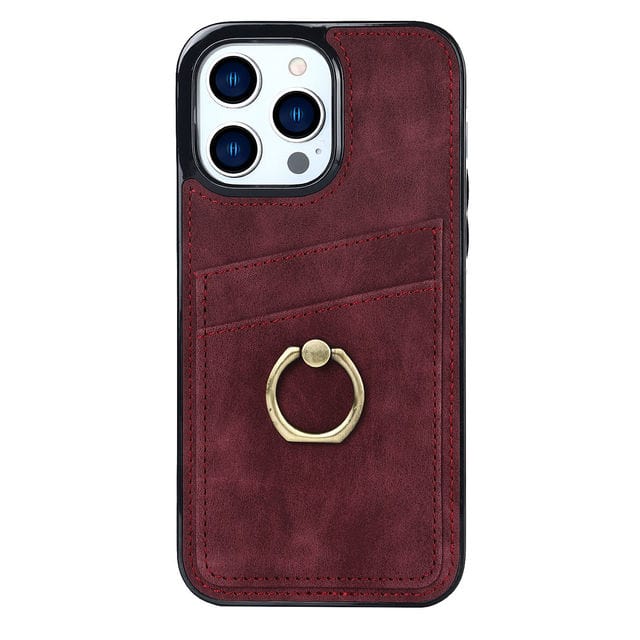 Matte Leather Cardholder Phone Case iPhone 12 Mini / Red CM20221201-A-02-iPhone 12 Mini-Wine Red