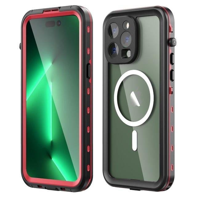 Waterproof Phone Case With Magnetic Charging iPhone 14 / Red CM20221010-A-01-iPhone 14-Red