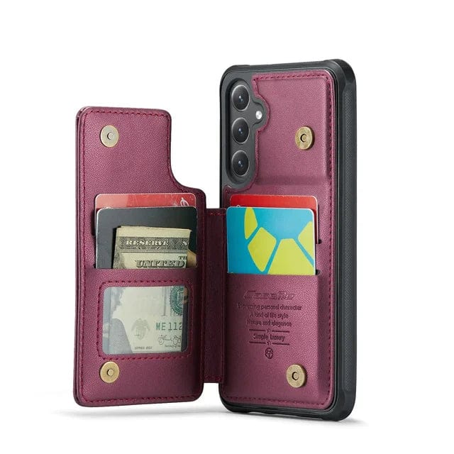 RFID Flip Leather Wallet Case For Samsung Galaxy Samsung Galaxy S20 / Red CM20231114-01-Samsung S20-Red