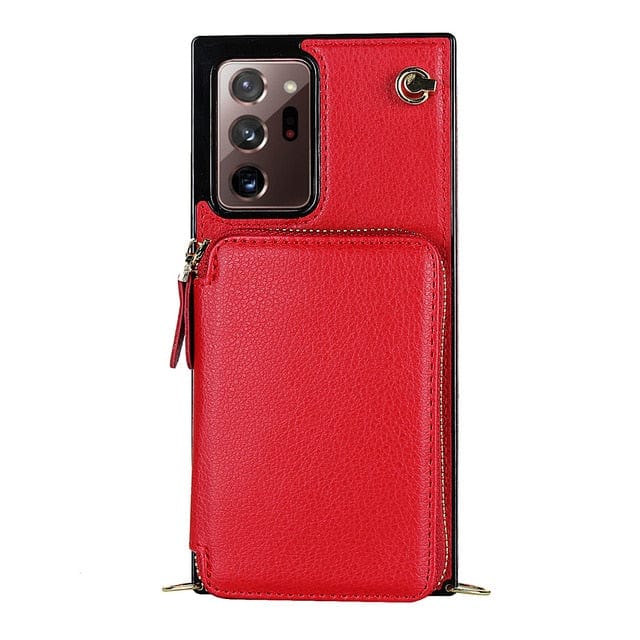Leather Wallet Case With Lanyard For Samsung Note Samsung Note 9 / Red CM20230714-B-02-Samsung Note 9-Red