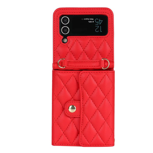 Crossbody Leather Wallet Case For Samsung Z Flip Samsung Z Flip 3 / Red CM20230714-A-01-Samsung Z Flip 3-Red