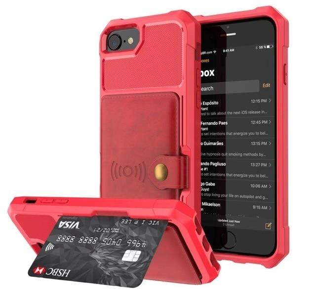 Magnetic Leather Phone Wallet Case iPhone 14 / Red CM20510920-05-iPhone 14-Red