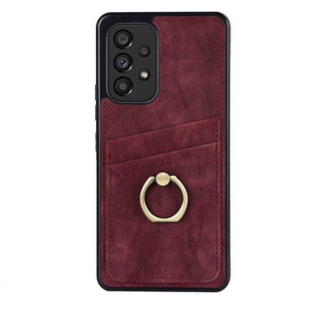 Matte Leather Cardholder Case For Samsung A Series Galaxy A12 5G / Red CM20221201-A-02-Samsung A12 5G-Wine Red