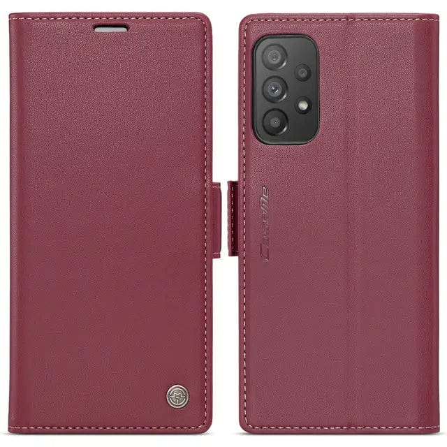 RFID Leather Card Holder Case For Samsung A Series Galaxy A12 5G / Wine Red CM20231116-06-Samsung A12 5G-Wine