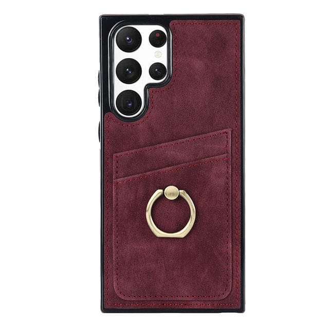Matte Leather Cardholder Case For Samsung Galaxy Galaxy S20 / Red CM20221201-B-03-Samsung S20-Wine Red