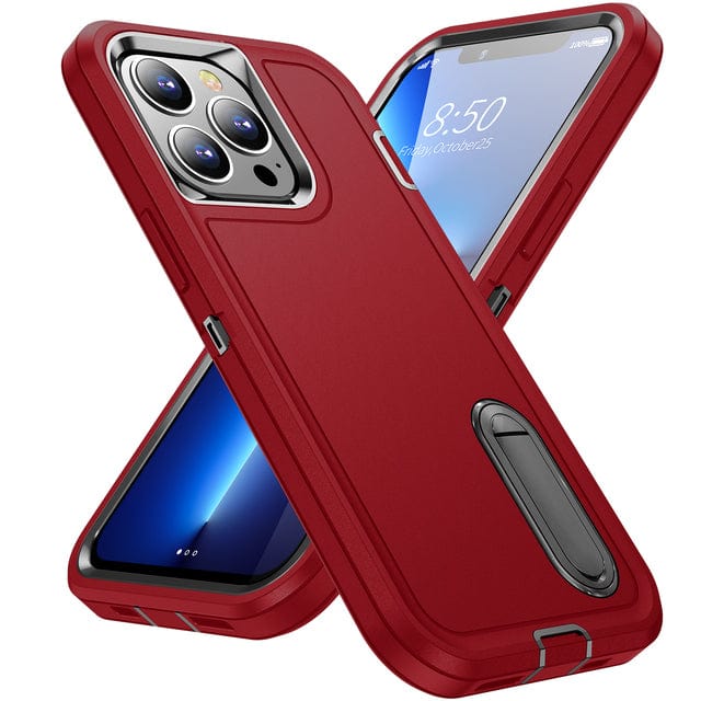 Shockproof Kickstand Phone Case iPhone 13 / Red & Black CM20220509-A-01-iPhone 13-Red+Black
