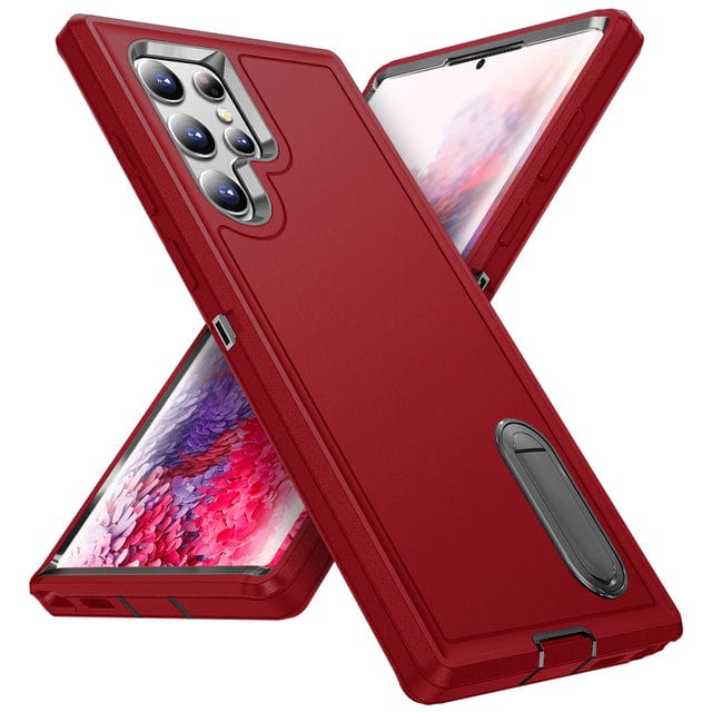Shockproof Kickstand Case For Samsung Galaxy Galaxy S22 / Red & Black CM20220509-A-01-Samsung S22-Red+Black
