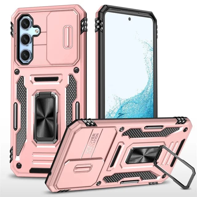 Magnetic Case With Kickstand & Camera Cover For Samsung A Series Galaxy A34 / Rose Gold CM20221010-B-05-Samsung A34-Rose Gold